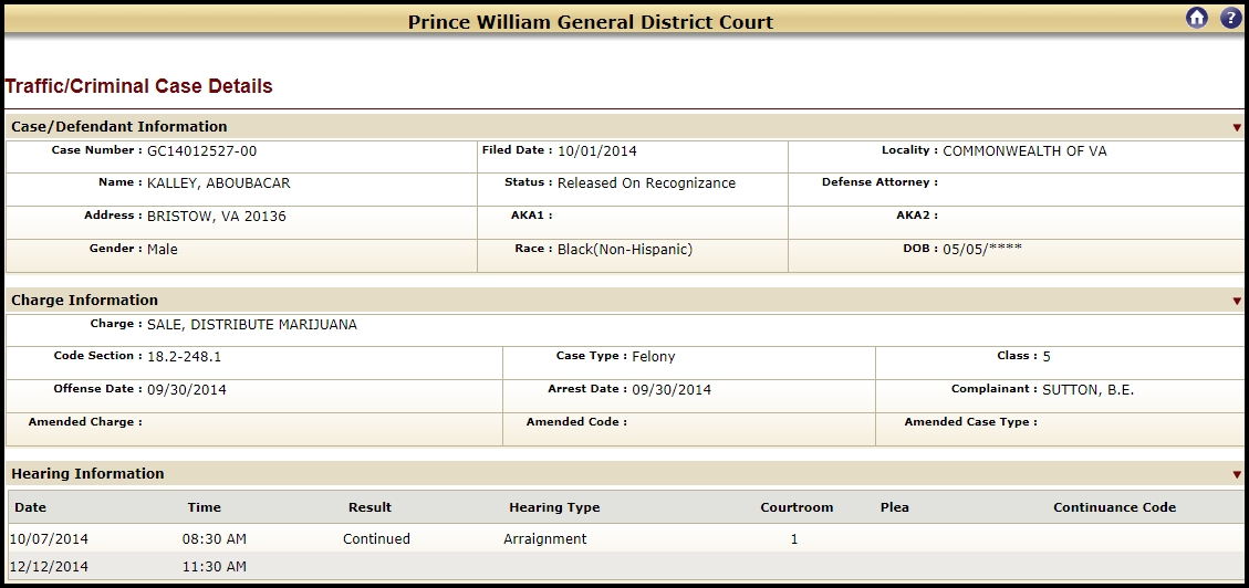 VA General District Court Case #